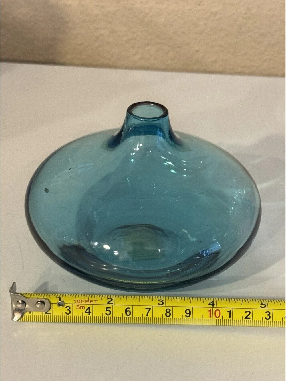 IKEA Blue Glass Vase, 10 in L, 3 in H, MPN 901.531.40 Decorative